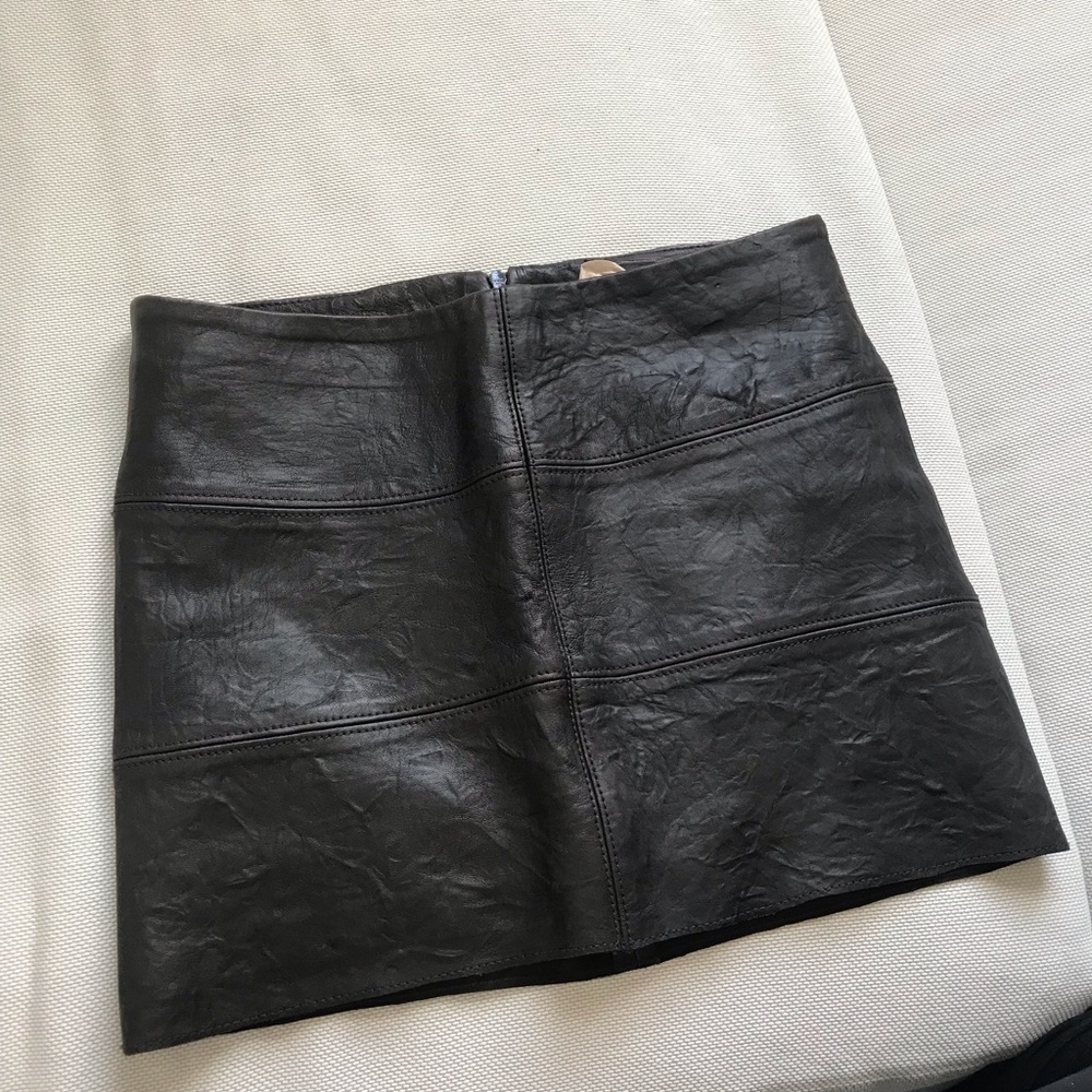 Bailey 44 brown genuine leather micro mini skirt